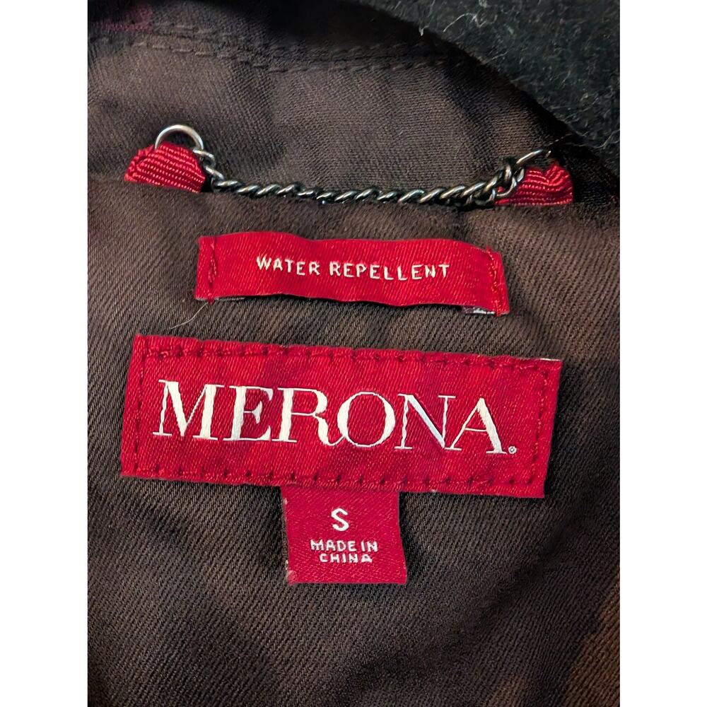 Merona Plaid Water Repellent Trench Coat Small Double Breasted Rain Jacket - Picture 5 of 6